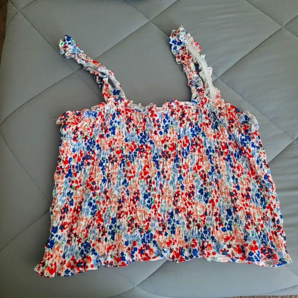 Old Navy Red and White Smocked Tank Top | Never Worn | Size L